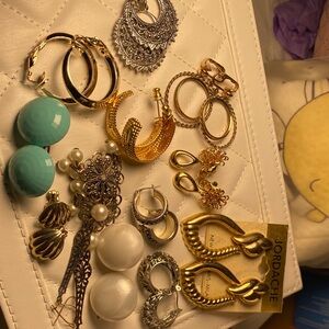12 Pairs of Vintage Gold and Silver Earring Collection
